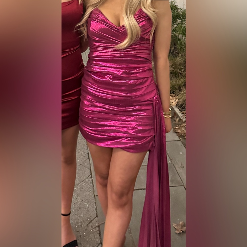 Magenta Metallic Mini Dress